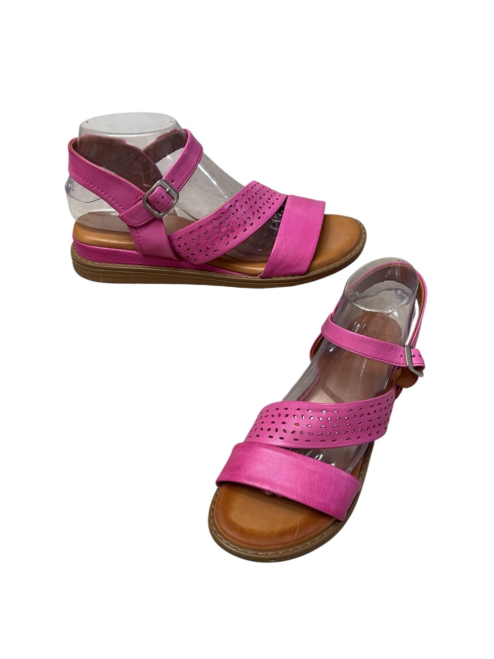 Miz Mooz Heather Pink Strappy Leather Sandal Womens size EU 38W US 7.5-8 Wide